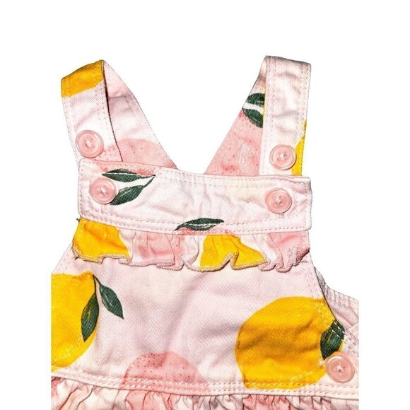 Just One You Carters Dress Sz 3 M Months Baby Overall Dress Lemons Pink Yellow - Picture 3 of 7